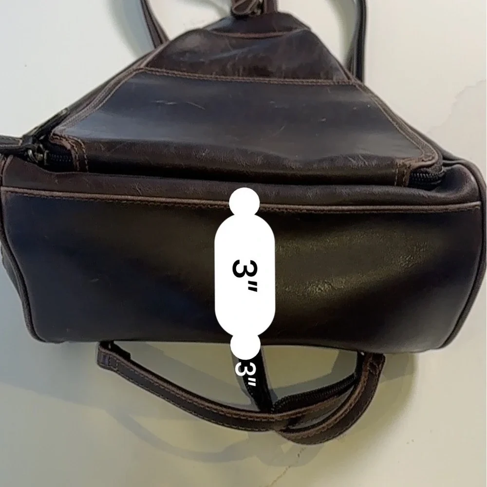 Villager Liz Claiborne Dark Brown Faux Leather Convertible Sling Backpack Y2K